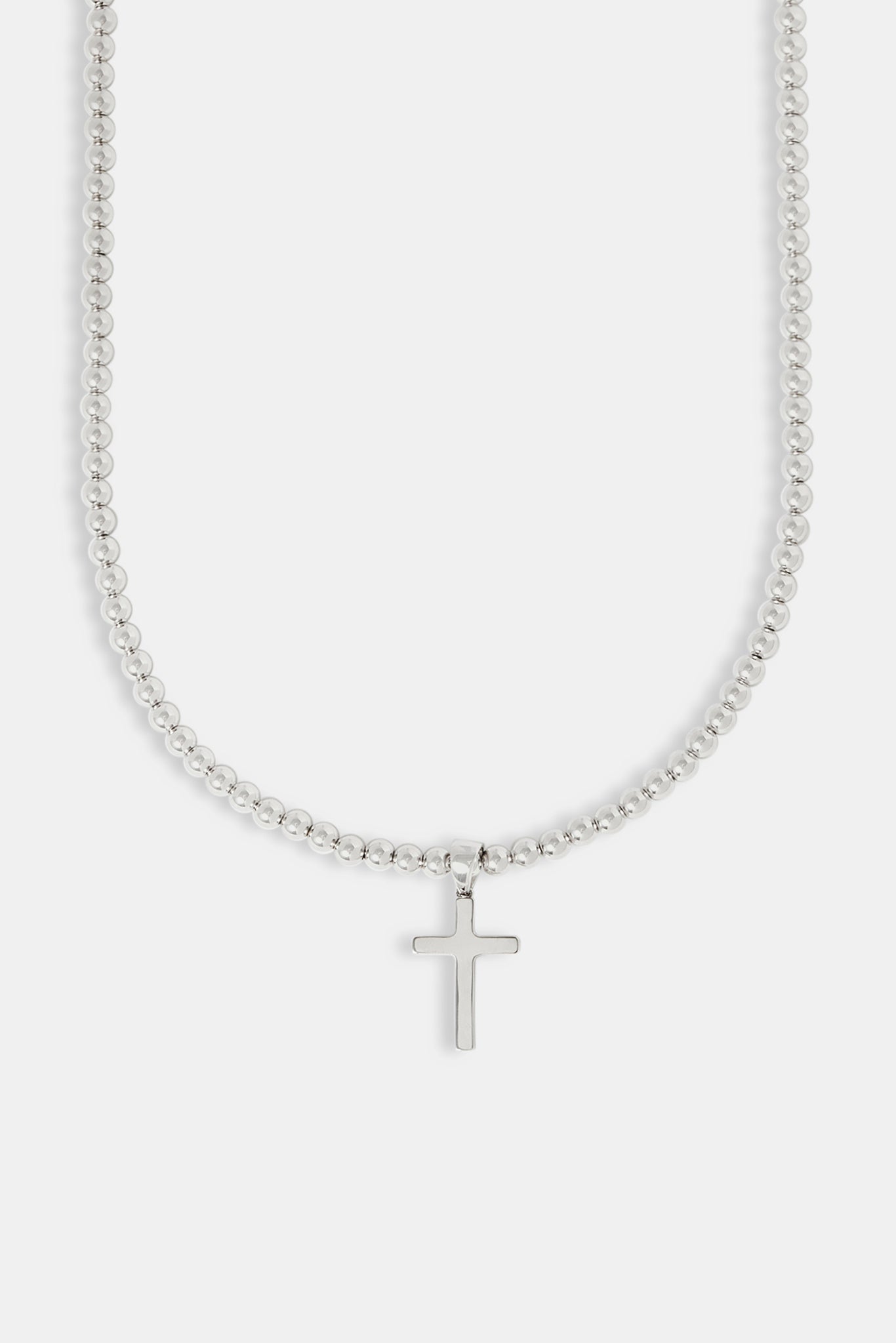 Halskette mit poliertem Kreuz und Bommelkette – 25 mm